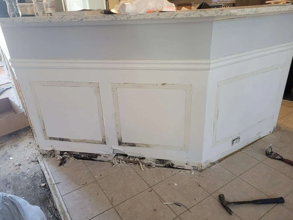 Water damage and mold on kitchen during Storm Damage Restoration in Hailey